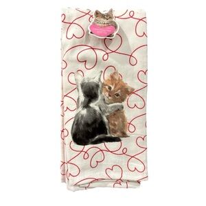 CATS KITTIES HEARTS KITCHEN DISH TOWELS SET OF 3 NOVELTY SUPER DRYING KITSCH